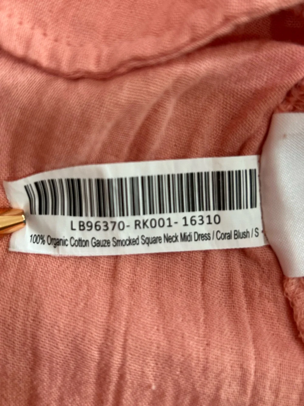 Quince Pink Organic Cotton Gauze Smocked Square Neck MIDI Dress Size S NWT Beach - Picture 12 of 14